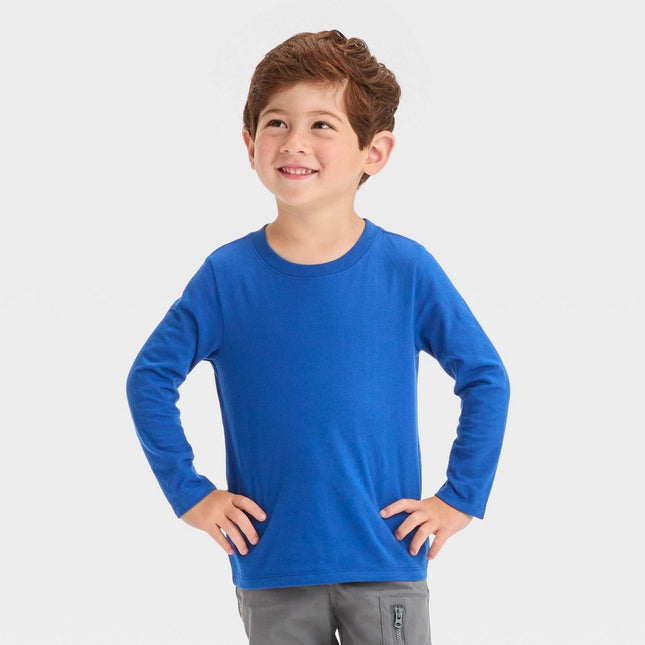 Toddler Boys' Long Sleeve Solid T-Shirt - Cat & Jack™ Bright Blue 18M