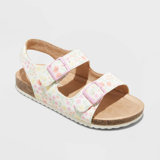 Toddler Reagan Floral Print Footbed Sandals - Cat & Jack™ Beige 7T