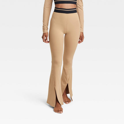 Women's High-Rise Split Flare Leggings - JoyLab™ Beige M