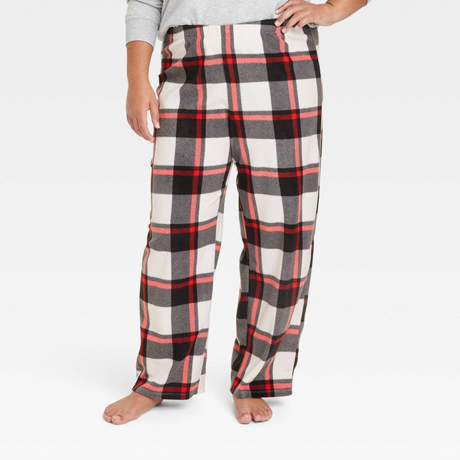 Women's Buffalo Check Fleece Matching Family Pajama Pants - Wondershop™ Black XS