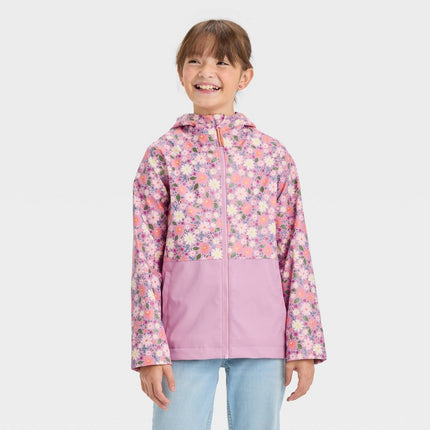 Girls' Floral Printed Rain Coat - Cat & Jack™ Lavender L