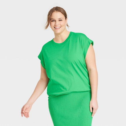 Women's Extended Shoulder T-Shirt - A New Day™ Green XXL