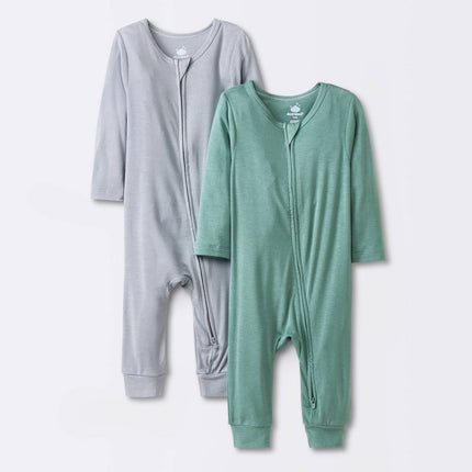 Baby Boys' 2pk Modal Blend Romper - Cloud Island™ Green Newborn