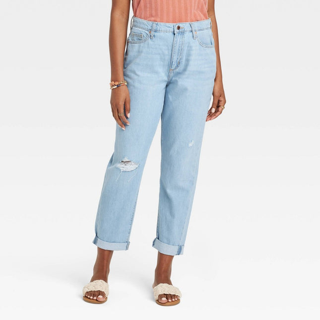 Women's Mid-Rise Boyfriend Jeans - Universal Thread™ Light Wash 0