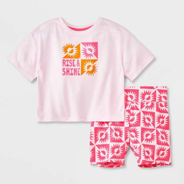 Girls' 'Rise and Shine Sun' Bike Shorts Pajama Set - Cat & Jack™ Pink 6
