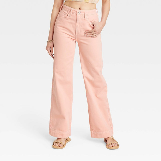 Women's High-Rise Wide Leg Jeans - Universal Thread™ Pink 8