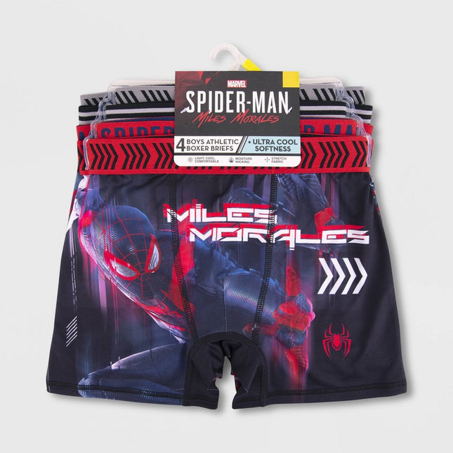 Spiderman Miles Morales Boys Athletic Boxer Brief sz8 4pr Moisture Wick Material