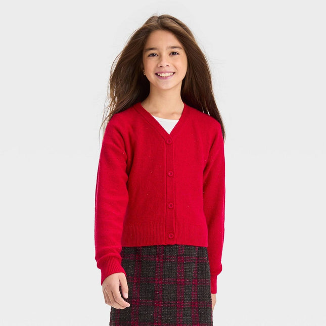 Girls' Sequin Cardigan Sweater - art class™ Red XL