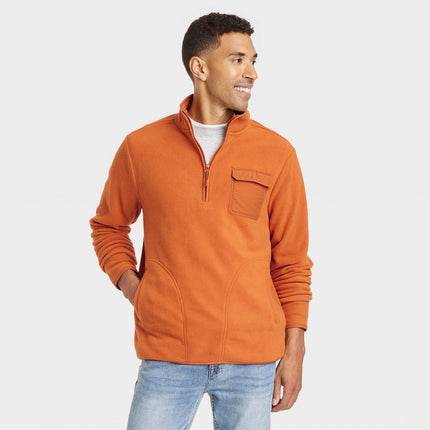 Men's Quarter-Zip Fleece Sweatshirt - Goodfellow & Co™ Rust XXL