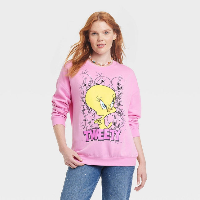 Women's Tweety Cozy Graphic Sweatshirt - Pink M