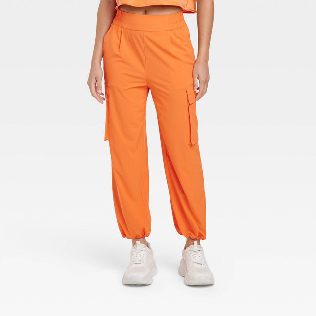 Women's Cinch Hem Woven Cargo Pants - JoyLab™ Orange XL