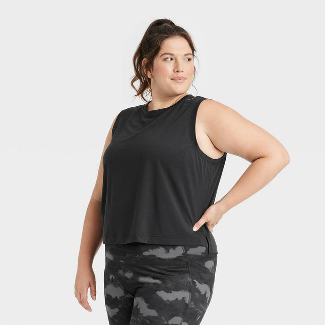 Women's Cropped Active Tank Top - All In Motion™ Black 2X