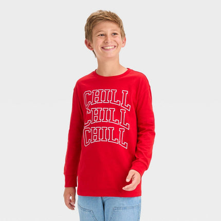 Boys' Chill Chill Chill Long Sleeve Graphic T-Shirt - art class™ Red XXL