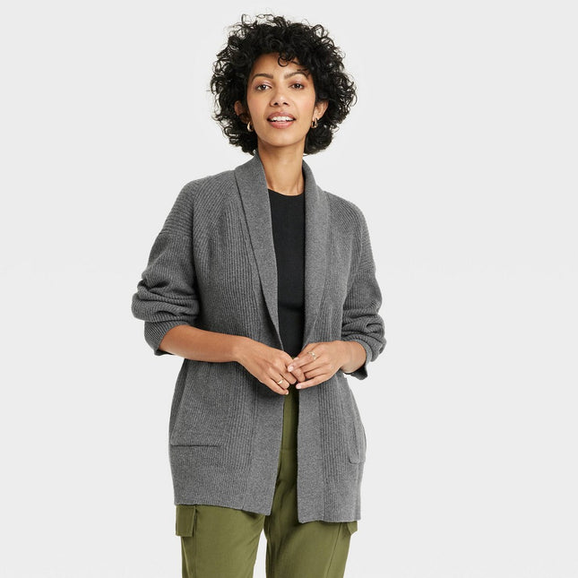 Women's Open Layering Cardigan - A New Day™ Dark Gray S