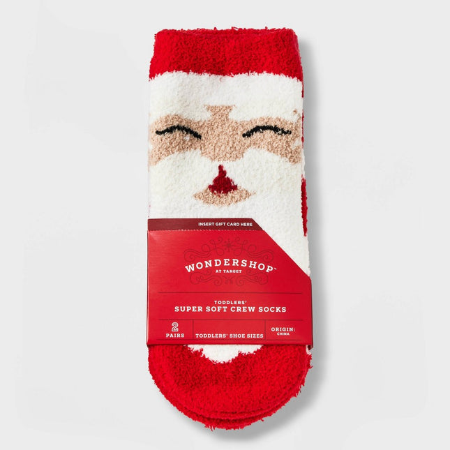 Toddler Santa Cozy Crew Socks - Wondershop™ Red 2T-3T