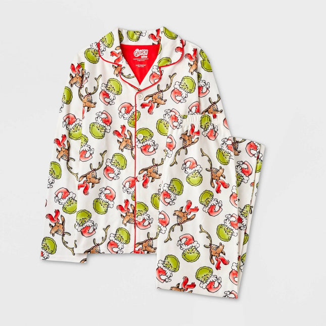 Kids' The Grinch Christmas Coat Pajama Set - Cream S