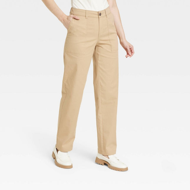 Women's High-Rise Slim Regular Fit Full Pants - A New Day™ Khaki 10