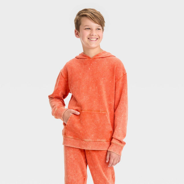 Boys' Light Wash Pullover Sweatshirt - Cat & Jack™ Orange S