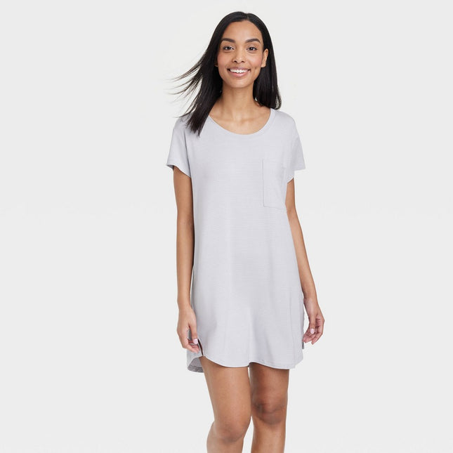 Women's Beautifully Soft Short Sleeve NightGown - Stars Above™ Gray Stripe XL