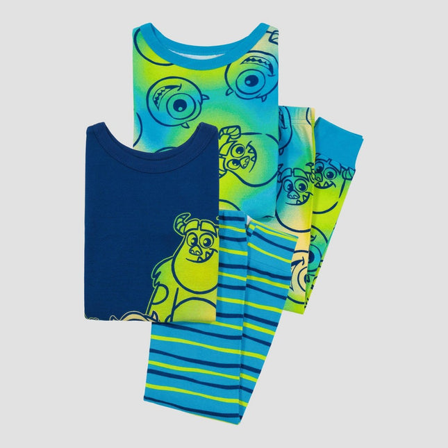 Toddler Boys' 4pc Monsters, Inc. Tie-Dye Snug Fit Pajama Set - Green 5T