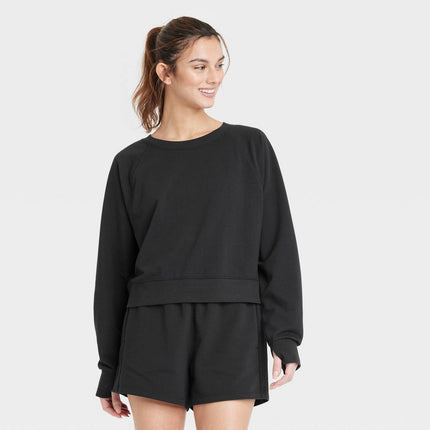 Women's French Terry Split Hem Sweatshirt - All in Motion™ Black XL