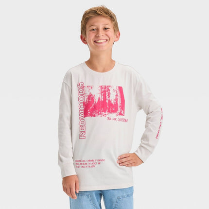 Boys' Redwood Trees Long Sleeve Graphic T-Shirt - art class™ Light Gray M