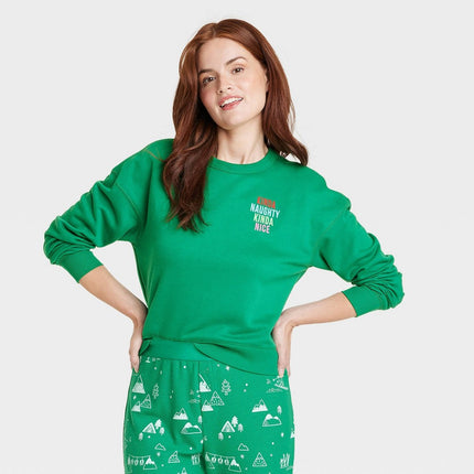 Women's Kinda Naughty Kinda Nice Matching Family Sweatshirt - Wondershop™ Green S