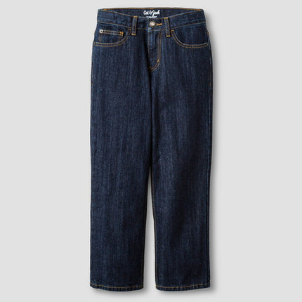 Boys' Relaxed Straight Fit Jeans - Cat & Jack™ Dark Blue 5 Slim