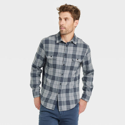 Men's Midweight Flannel Long Sleeve Button-Down Shirt - Goodfellow & Co™ Gray L