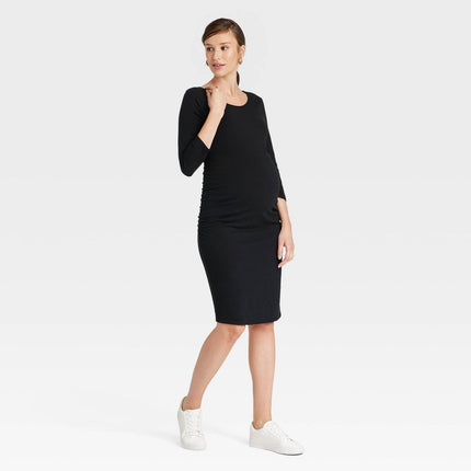 3/4 Sleeve Essential Midi T-Shirt Maternity Dress - Isabel Maternity by Ingrid & Isabel™ Black XXL