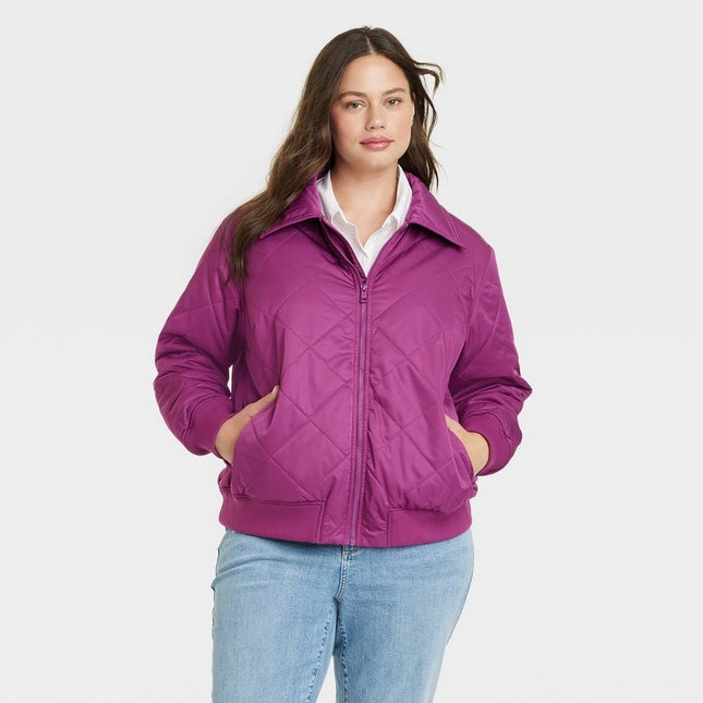 Women's Quilted Bomber Jacket - Ava & Viv™ Purple 4X