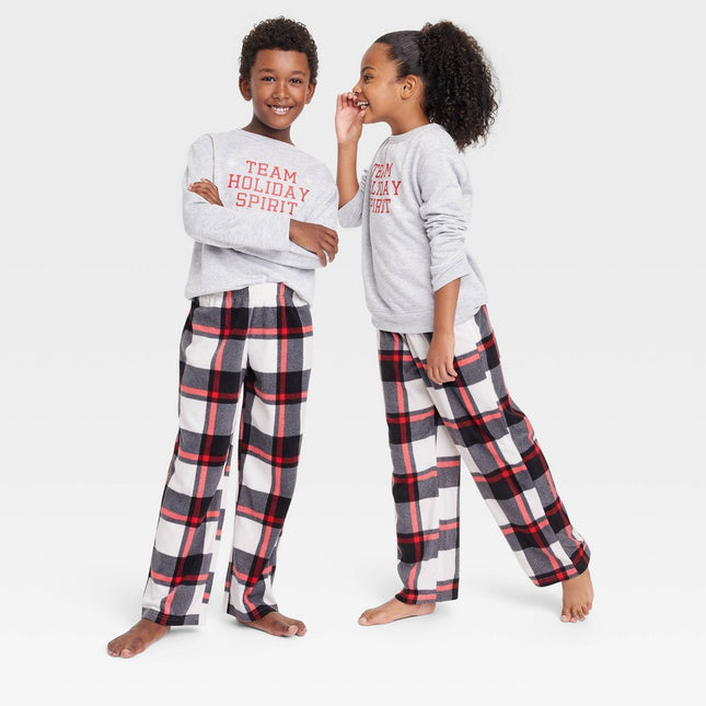 Kids' Buffalo Check Fleece Matching Family Pajama Pants - Wondershop™ Black L