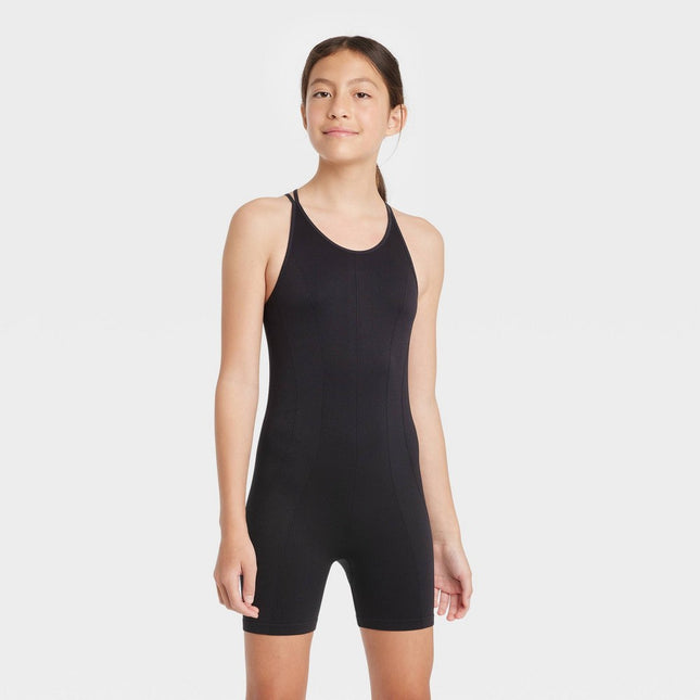 Girls' Seamless Bike Leotard - All in Motion™ Black M