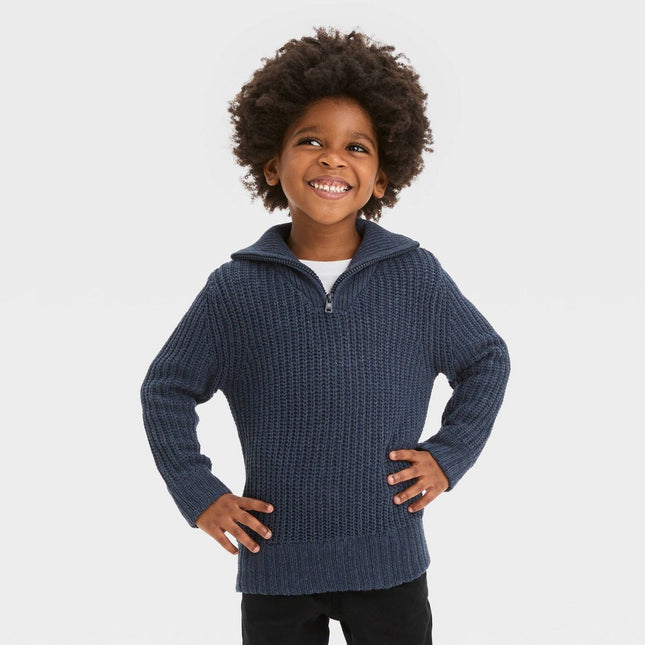 Toddler Boys' Mock Neck Sweater - Cat & Jack™ Navy Blue 18M