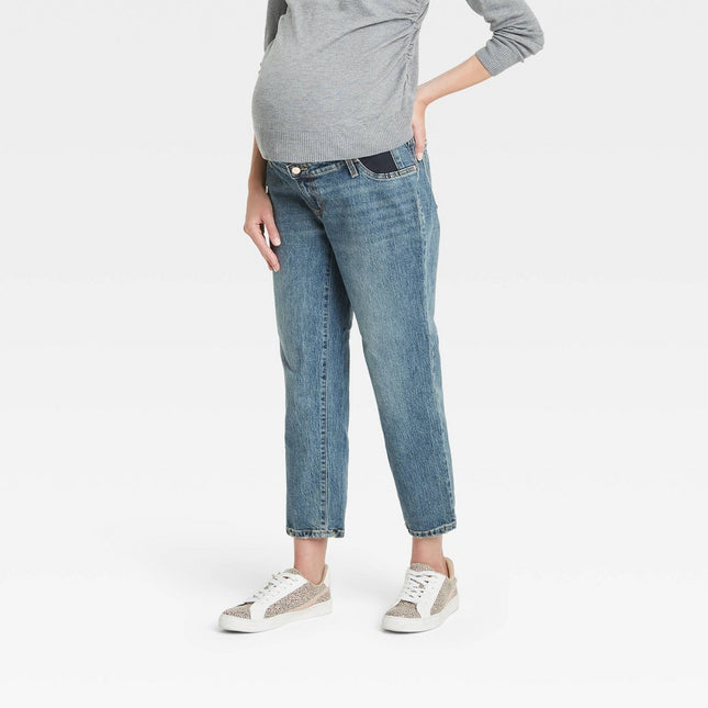 Under Belly Cropped Vintage Straight Maternity Jeans - Isabel Maternity by Ingrid & Isabel™ Medium Blue 8