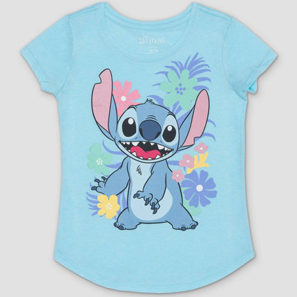 Girls' Lilo & Stitch Short Sleeve Graphic T-Shirt - Blue L