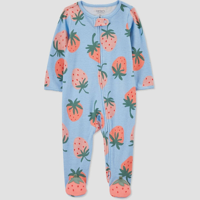 Carter's Just One You®️ Baby Girls' Strawberries Footed Pajama - Pink/Blue 9M
