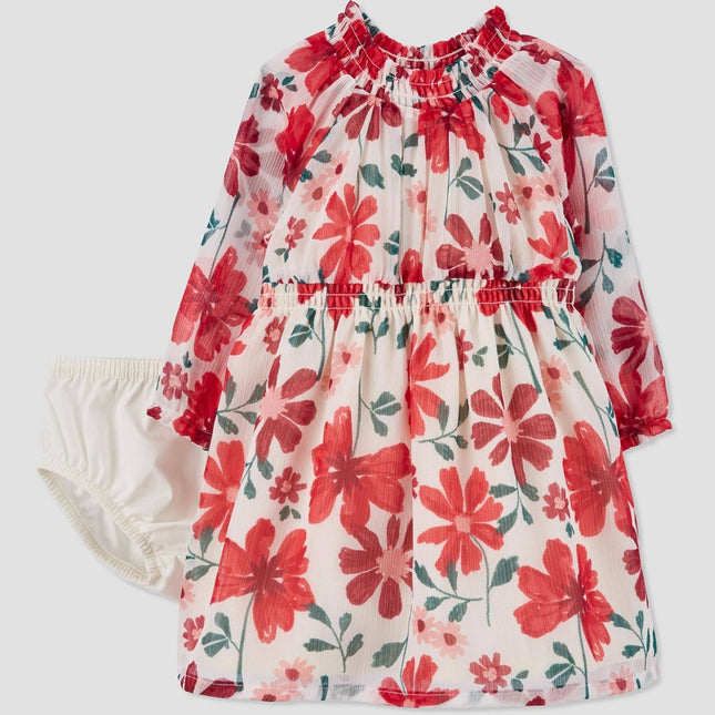 Carter's Just One You® Baby Girls' Long Sleeve Floral Dress - Red 18M
