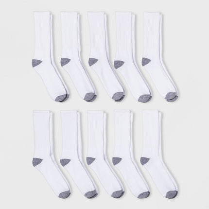 Men's Odor Resistant Crew Socks 10pk - Goodfellow & Co™ White 6-12