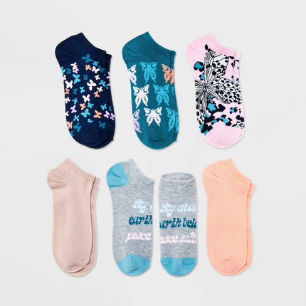 Women's Butterfly 6pk Low Cut Socks - Xhilaration™ Assorted Colors 4-10