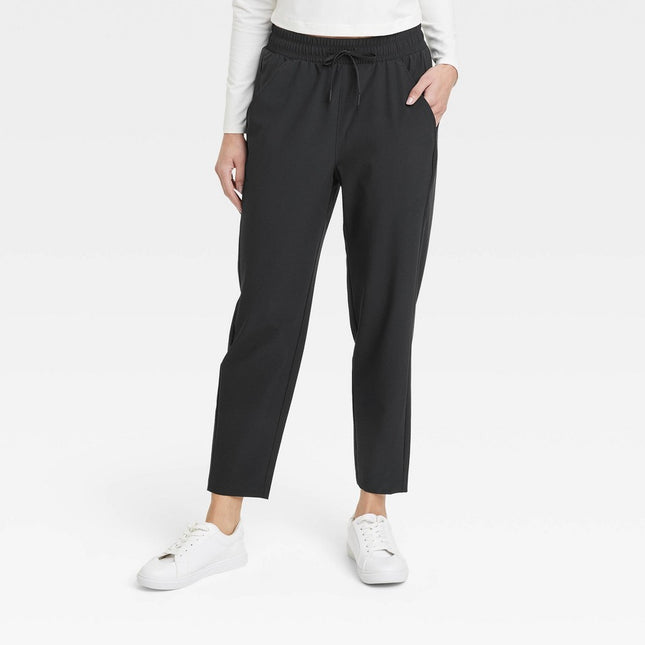 Women's Stretch Woven High-Rise Taper Pants - All In Motion™ Black S