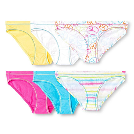 Hanes Premium Girls' 6 Pack Bikini Briefs - Colors May Vary 12, MultiColored