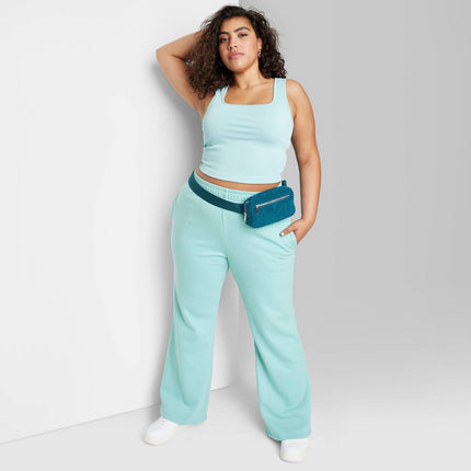 Women's High-Rise Wide Leg French Terry Sweatpants - Wild Fable™ Aqua Blue XXL