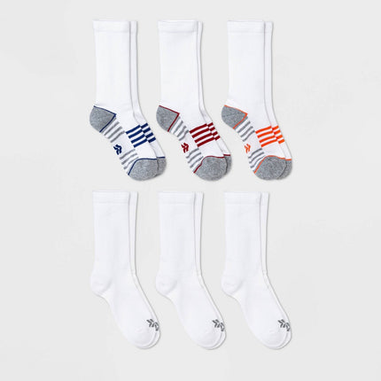 Kids' 6pk Crew Socks - All in Motion™ White M