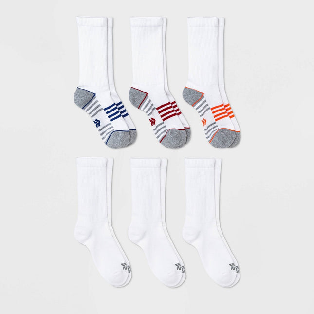 Kids' 6pk Crew Socks - All in Motion™ White M