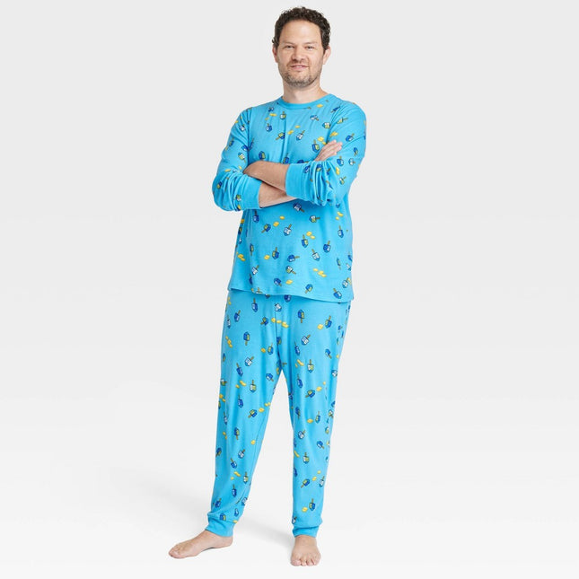 Men's Hanukkah Matching Family Pajama Set - Blue L