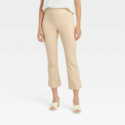 Women s Super-High Rise Slim Fit Cropped Kick Flare Pants A New Day - Tan - Size 16