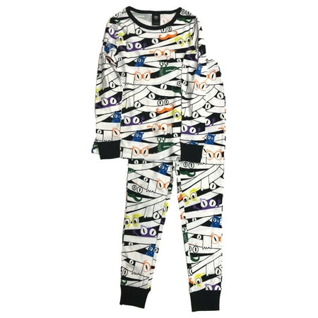 Womens Colorful Halloween Mummy Pajamas Spooky Eyes Sleep Set X-Small